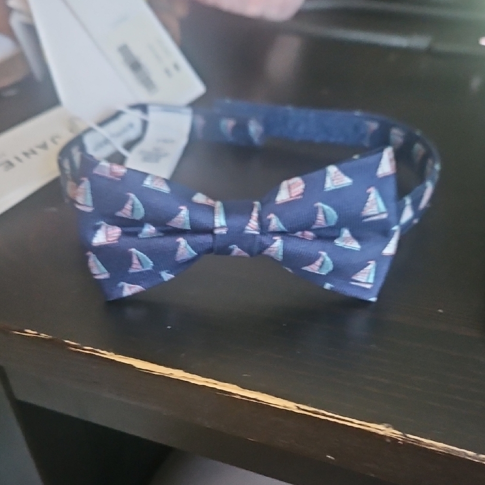 Navy Blue‎ Bow Tie with Sailboat Pattern